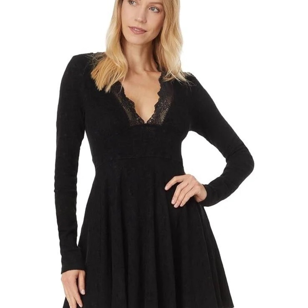 Free People All Yours Lace Fit Flare Mini Dress Black Size Small - Picture 3 of 12